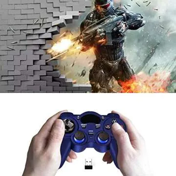 USB Wireless Gaming Controller Gamepad for PC/Laptop Computer(Windows XP/7/8/10) & PS3 & Android & Steam (Blue)