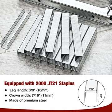 Arrow JT21CM Light Duty Staple Gun Kit, Chromed-Steel Manual Stapler, with 2000 Pieces JT21 3/8" Sta...