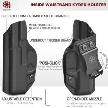 Amberide IWB KYDEX Holster Fit: Smith & Wesson M&P M2.0 9mm/.40 4" & 4.25" Barrel Pistol, Inside Wai...