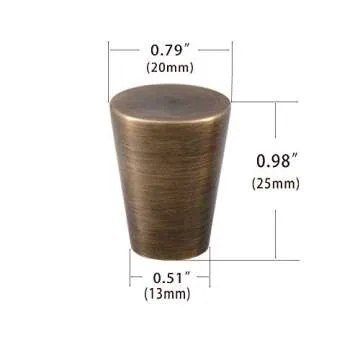 RZDEAL 4Pcs 0.79"x0.98" Antique Bronze Knobs Solid Brass Mid Century Drawer Knobs Vintage Cone Cabinet Knobs Shoe Book Drawer Knob Handle (Bronze)
