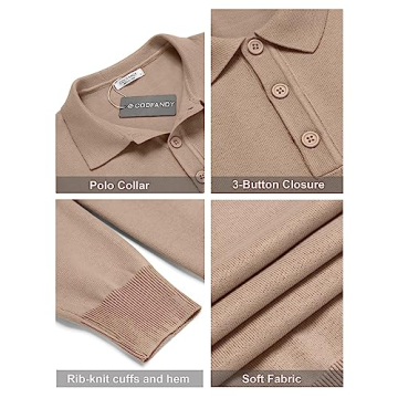 COOFANDY Men's Knit Polo Shirt Stylish Versatility