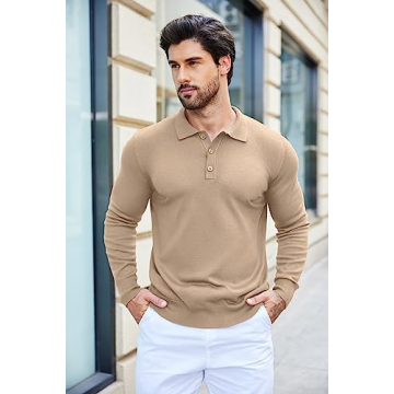 COOFANDY Men's Knit Polo Shirt Stylish Versatility