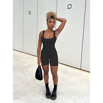 AIBIANOCEL Women's Ribbed Sleeveless Jumpsuit - Summer Style