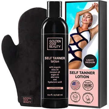 Self Tanner with Tanning Mitt - Sunless Tanning Lotion w/Hyaluronic Acid & Organic Oils Gradual Body...