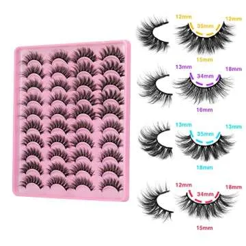 Faux Mink Lashes 3D Fluffy Fake Eyelashes Lashes Natural Look Wispy Lashes Bulk 20 Pairs Short False Eyelashes 4 Different Style Eye Lashes Pack