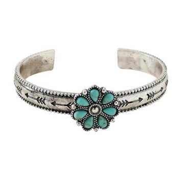 BUBGDYFO Turquoise Cuff Bracelet, Unique South Western Bohemian Gift for Women