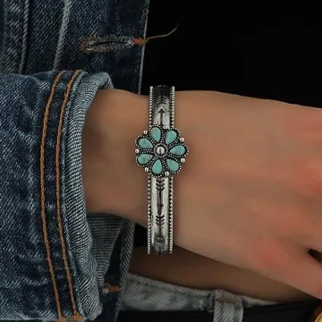 Stunning BUBGDYFO Turquoise Cuff Bracelet for Women