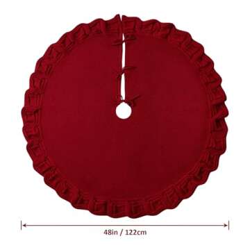 KHOYIME Red Knitted Christmas Tree Skirt - 48 Inches
