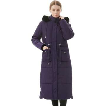 MOERDENG Women's Long Winter Puffer Coat Waterproof Warm Maxi Down Jacket Faux Fur Removable Hood Parka