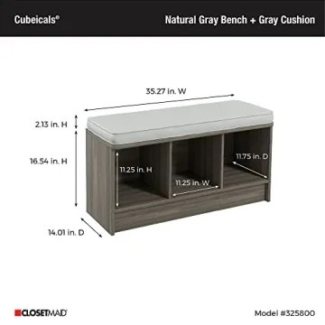 ClosetMaid 3-Cube Storage Bench with Cushioned Seating