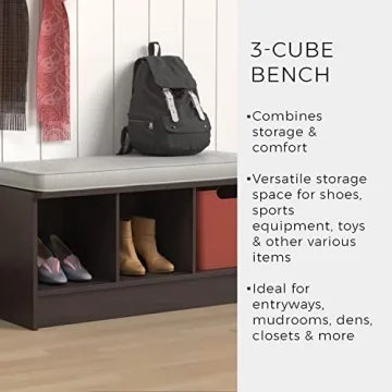 ClosetMaid 3-Cube Storage Bench with Cushioned Seating