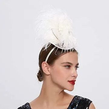 LATIMOON Mini Top Hat Fascinator Headband Feather Top Hat for Derby Tea Party，Tiny Gatsby Fascinators Hats for Women