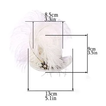 LATIMOON Mini Top Hat Fascinator Headband Feather Top Hat for Derby Tea Party，Tiny Gatsby Fascinators Hats for Women