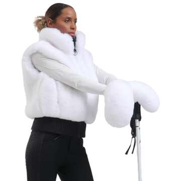 GSOU SNOW Women Ski Gloves Faux Fur for Winter Sports