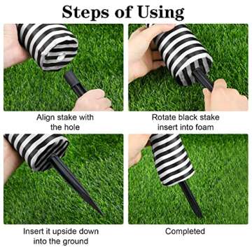 RUODON Halloween Witch Legs 13 Inches Upside Down Wicked Witch Legs Prop with Broomstick and Maple Leaves for Patio, Yard Witch Legs Decorations, Black and White