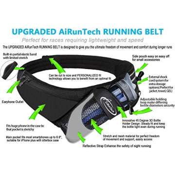 AiRunTech Running Hydration Belt with Water Bottle Holder,Hiking Fanny Pack for Phone and Wallet,Run...