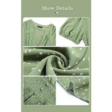 PRETTYGARDEN Casual Summer Dresses for Women 2025 Knee Length Floral Short Sleeve Midi Dress Easter Dress for Women (Light Green, X_Large)