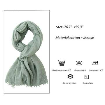 EVQ Lightweight Wrinkle Scarf Women Scarf Shawl for All Season (3pcs Dark Purple+Light Green+Milky W...