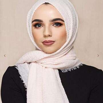 EVQ Lightweight Wrinkle Scarf Women Scarf Shawl for All Season (3pcs Dark Purple+Light Green+Milky White(70.9"x35.5"))