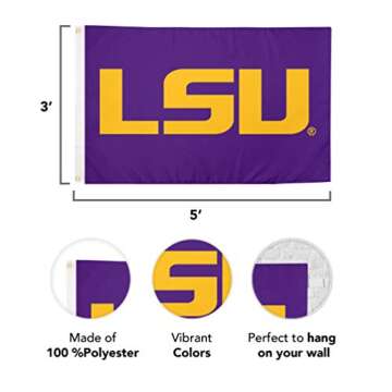 Desert Cactus LSU LSU Flag - 3 x 5 Feet Tigers Banner, Indoor/Outdoor Durable Fabric, 100% Polyester Design (Style 1)