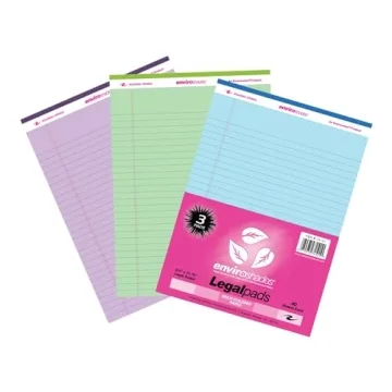 ROARING SPRING Enviroshades Recycled Colored Legal Pads – Eco-Friendly 3-Pack, 40 Sheets, 8.5" x 1...