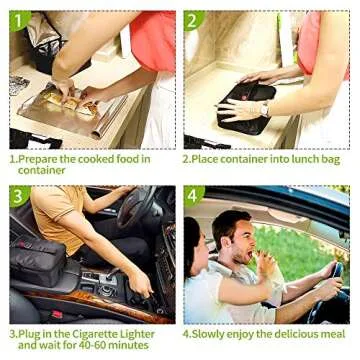 Portable Oven, 12V Car Food Warmer Portable Personal Mini Oven Electric Heated Lunch Box for Meals Reheating & Raw Food Cooking for Road Trip/Camping/Picnic/Family Gathering(Black)