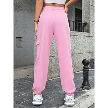 Cargo Jeans for Women Y2k High Waist Flap Pocket Straight Leg Baggy Jeans Fashion Streetwear Medium Pink