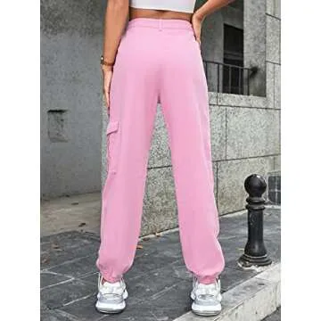 Cargo Jeans for Women Y2k High Waist Flap Pocket Straight Leg Baggy Jeans Fashion Streetwear Medium Pink