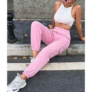 Cargo Jeans for Women Y2k High Waist Flap Pocket Straight Leg Baggy Jeans Fashion Streetwear Medium Pink