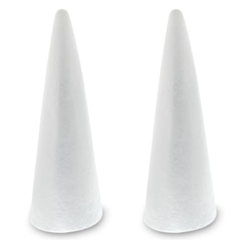 2 Pack Foam Cones for Crafts, DIY Art Projects, Handmade Gnomes, Trees, Holiday Decorations (5.25x14...