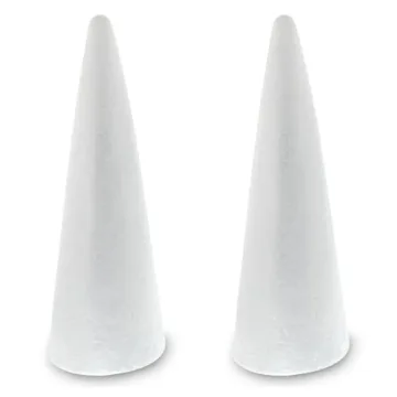 2 Pack Foam Cones for Crafts, DIY Art Projects, Handmade Gnomes, Trees, Holiday Decorations (5.25x14...