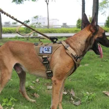 ICEFANG GN8 Tactical Dog Harness with 4X Metal Buckles for Large Sized Dogs,Reflective in Training Walking K9 Vest,No-Pull Front Leash Clip,Adjustable Pet Harness (Brown, Large (Pack of 1))