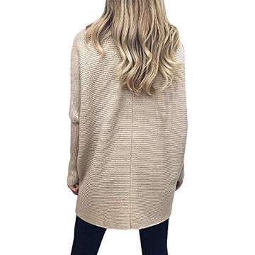 MILLCHIC Women Turtle Cowl Neck Sweater Asymmetric Hem Casual Pullover Knit Tops 8M7-kaqi-L1
