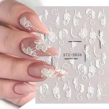 5D Flower Nail Art Stickers - 6 Sheets of Floral Design