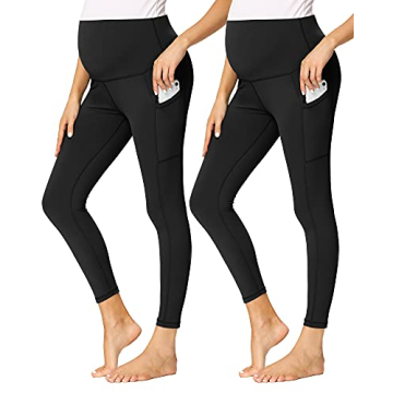 AMPOSH Women's Maternity Yoga Pants with Pockets - 25 Inch Leggings