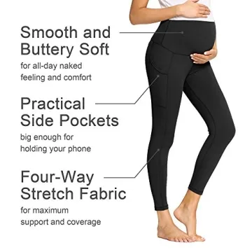 AMPOSH Women's Maternity Yoga Pants with Pockets - 25 Inch Leggings