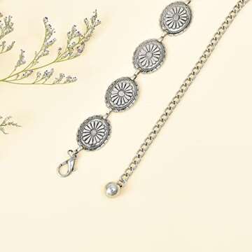 ILuvatar Womens Metal Chain Dress Belt Hollow Out Daisy Sweater Belt Decorated Skinny Waist Belt U28