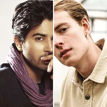 Earrings for Men Women, Funtopia 11 Pairs Stainless Steel 18K Gold Plated Small Hoop Earrings, Cross Dangle Earrings Set, Fashion Huggie Piercing Jewelry for Party Birthday, Gold