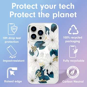 Sonix Phone Case for iPhone 13 Pro Max / 12 Pro Max | Compatible with MagSafe | 10ft Drop Tested | White Flower Print with Gold Foil | Delilah