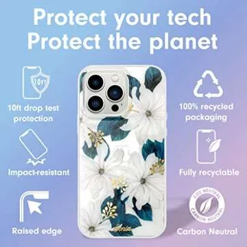 Sonix Phone Case for iPhone 13 Pro Max / 12 Pro Max | Compatible with MagSafe | 10ft Drop Tested | White Flower Print with Gold Foil | Delilah