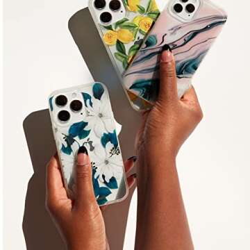 Sonix Phone Case for iPhone 13 Pro Max / 12 Pro Max | Compatible with MagSafe | 10ft Drop Tested | White Flower Print with Gold Foil | Delilah