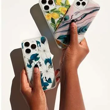 Sonix Phone Case for iPhone 13 Pro Max / 12 Pro Max | Compatible with MagSafe | 10ft Drop Tested | White Flower Print with Gold Foil | Delilah