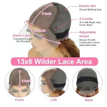 ZZMDS 26" Human Hair Ombre Deep Wave Wig for Women