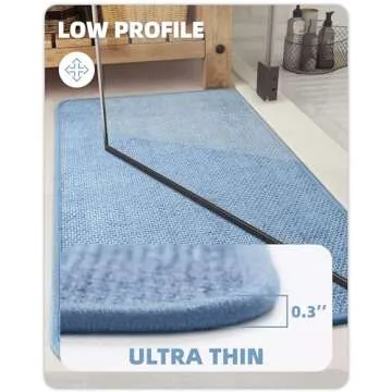 Color&Geometry Blue Chenille Bath Mat - Absorbent, Non-Slip
