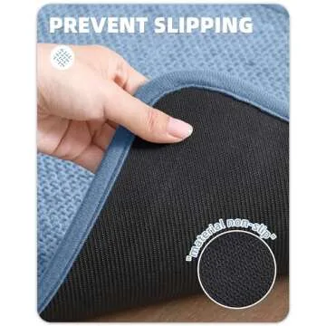 Color&Geometry Blue Chenille Bath Mat - Absorbent, Non-Slip