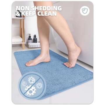 Color&Geometry Blue Chenille Bath Mat - Absorbent, Non-Slip