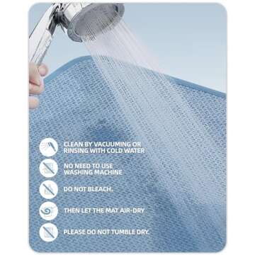 Color&Geometry Blue Chenille Bath Mat - Absorbent, Non-Slip