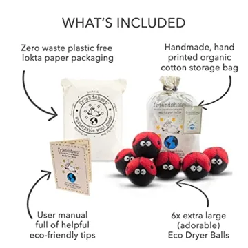 Friendsheep Organic Wool Dryer Balls 6 Pack XL - Eco-Friendly