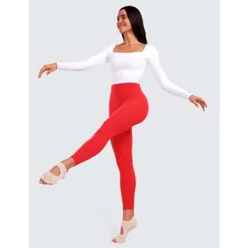 CRZ YOGA Super High Waisted Butterluxe Yoga Pants 25 Inches - Buttery Soft Workout Leggings for Women Over Belly Deep Red Medium