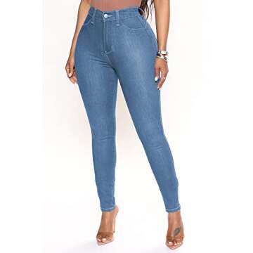 Joriou Women's High Waisted Stretchy Skinny Jeans Butt Lifting Denim Pants Llight Blue XL